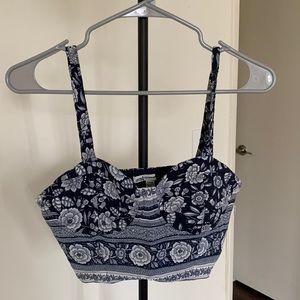 American Eagle Blue Flower Crop Top